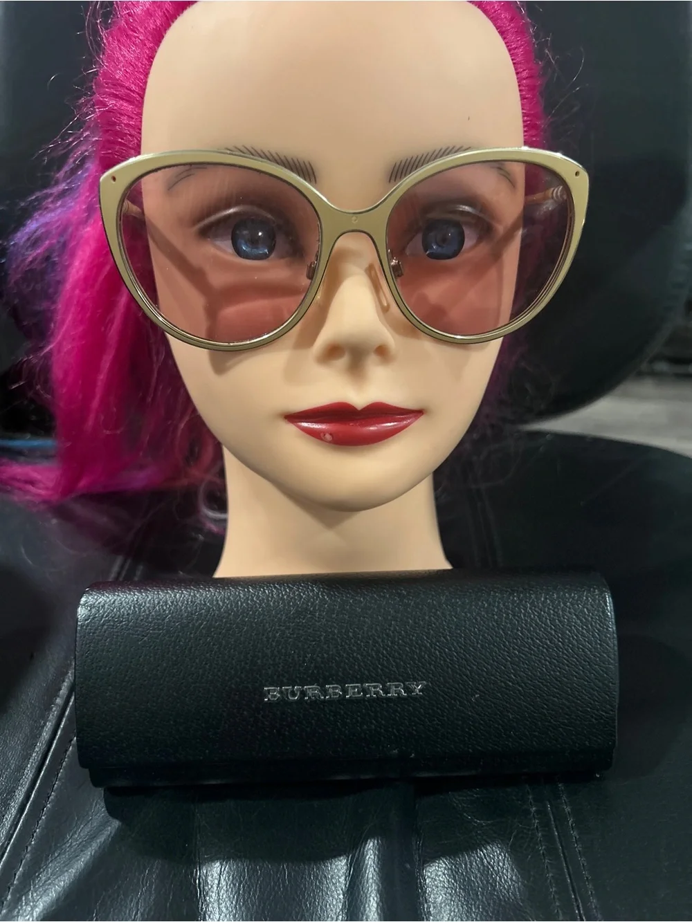 Burberry Gold Frame Sunglasses with Pink Gradient Lenses